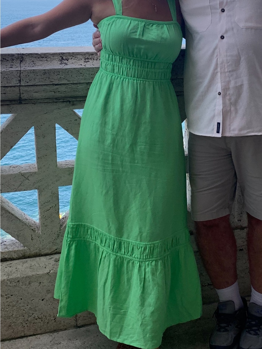LOFT Green Linen Blend maxi dress